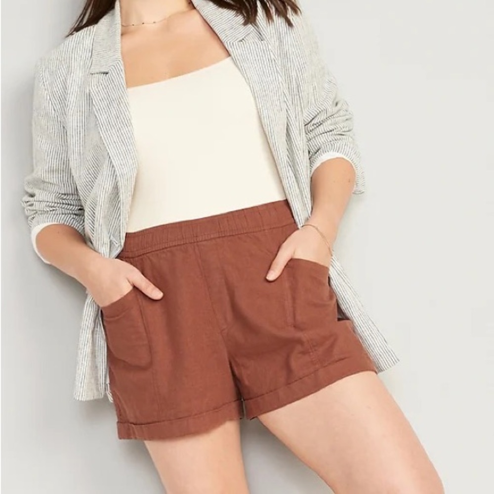 OLD NAVY High-Waisted Linen-Blend Utility Shorts -- 3.5-inch inseam - Maplewood